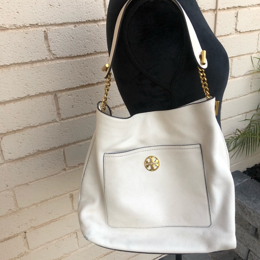 Chelsea Chain Leather Hobo TORY BURCH - Picture 2 of 8